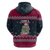 I Want A Hippopotamus Christmas Design Zip Hoodie Xmas Holiday Patterns - Wonder Print Shop