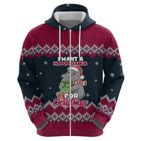 I Want A Hippopotamus Christmas Design Zip Hoodie Xmas Holiday Patterns - Wonder Print Shop