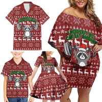 I Workout So I Can Eat Garbage Christmas Design Family Matching Off Shoulder Short Dress and Hawaiian Shirt Xmas Holiday Patterns - Wonder Print Shop