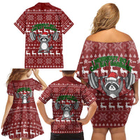 I Workout So I Can Eat Garbage Christmas Design Family Matching Off Shoulder Short Dress and Hawaiian Shirt Xmas Holiday Patterns - Wonder Print Shop
