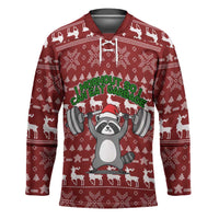 I Workout So I Can Eat Garbage Christmas Design Hockey Jersey Xmas Holiday Patterns - Wonder Print Shop