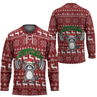 I Workout So I Can Eat Garbage Christmas Design Hockey Jersey Xmas Holiday Patterns - Wonder Print Shop