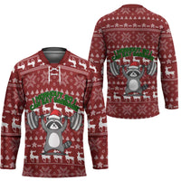 I Workout So I Can Eat Garbage Christmas Design Hockey Jersey Xmas Holiday Patterns - Wonder Print Shop