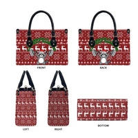 I Workout So I Can Eat Garbage Christmas Design Leather Bag Xmas Holiday Patterns - Wonder Print Shop