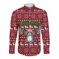 I Workout So I Can Eat Garbage Christmas Design Long Sleeve Button Shirt Xmas Holiday Patterns - Wonder Print Shop