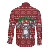 I Workout So I Can Eat Garbage Christmas Design Long Sleeve Button Shirt Xmas Holiday Patterns - Wonder Print Shop