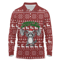 I Workout So I Can Eat Garbage Christmas Design Long Sleeve Polo Shirt Xmas Holiday Patterns - Wonder Print Shop