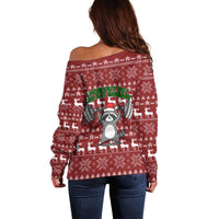 I Workout So I Can Eat Garbage Christmas Design Off Shoulder Sweater Xmas Holiday Patterns - Wonder Print Shop