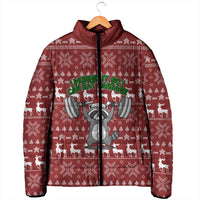 I Workout So I Can Eat Garbage Christmas Design Padded Jacket Xmas Holiday Patterns - Wonder Print Shop