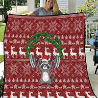 I Workout So I Can Eat Garbage Christmas Design Quilt Xmas Holiday Patterns - Wonder Print Shop