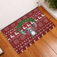 I Workout So I Can Eat Garbage Christmas Design Rubber Doormat Xmas Holiday Patterns - Wonder Print Shop