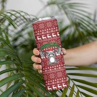 I Workout So I Can Eat Garbage Christmas Design Skinny Tumbler Xmas Holiday Patterns - Wonder Print Shop
