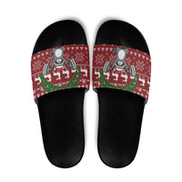 I Workout So I Can Eat Garbage Christmas Design Slide Sandals Xmas Holiday Patterns - Wonder Print Shop