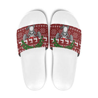 I Workout So I Can Eat Garbage Christmas Design Slide Sandals Xmas Holiday Patterns - Wonder Print Shop