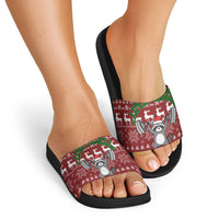 I Workout So I Can Eat Garbage Christmas Design Slide Sandals Xmas Holiday Patterns - Wonder Print Shop