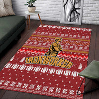 Christmas Ironworker American Flag Area Rug Xmas Holiday Patterns - Wonder Print Shop