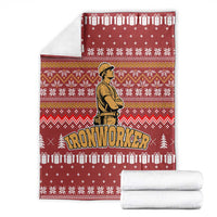 Christmas Ironworker American Flag Blanket Xmas Holiday Patterns - Wonder Print Shop