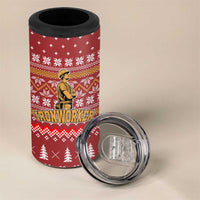 Christmas Ironworker American Flag 4 in 1 Can Cooler Tumbler Xmas Holiday Patterns - Wonder Print Shop