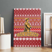 Christmas Ironworker American Flag Canvas Wall Art Xmas Holiday Patterns - Wonder Print Shop