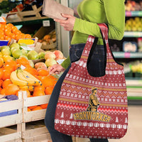 Christmas Ironworker American Flag Grocery Bag Xmas Holiday Patterns - Wonder Print Shop