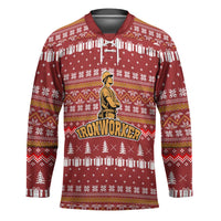 Christmas Ironworker American Flag Hockey Jersey Xmas Holiday Patterns - Wonder Print Shop