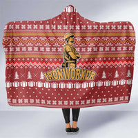 Christmas Ironworker American Flag Hooded Blanket Xmas Holiday Patterns - Wonder Print Shop