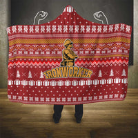 Christmas Ironworker American Flag Hooded Blanket Xmas Holiday Patterns - Wonder Print Shop