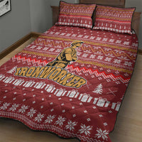 Christmas Ironworker American Flag Quilt Bed Set Xmas Holiday Patterns - Wonder Print Shop