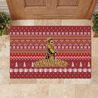 Christmas Ironworker American Flag Rubber Doormat Xmas Holiday Patterns - Wonder Print Shop