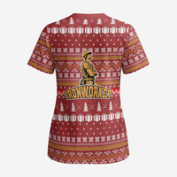 Christmas Ironworker American Flag Scrub Top Xmas Holiday Patterns - Wonder Print Shop