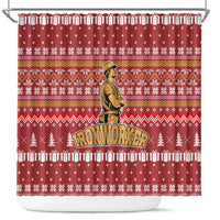 Christmas Ironworker American Flag Shower Curtain Xmas Holiday Patterns - Wonder Print Shop