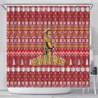 Christmas Ironworker American Flag Shower Curtain Xmas Holiday Patterns - Wonder Print Shop