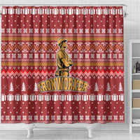 Christmas Ironworker American Flag Shower Curtain Xmas Holiday Patterns - Wonder Print Shop