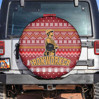 Christmas Ironworker American Flag Spare Tire Cover Xmas Holiday Patterns - Wonder Print Shop