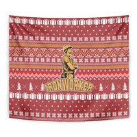 Christmas Ironworker American Flag Tapestry Xmas Holiday Patterns - Wonder Print Shop