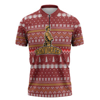 Christmas Ironworker American Flag Zipper Polo Shirt Xmas Holiday Patterns - Wonder Print Shop