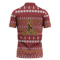 Christmas Ironworker American Flag Zipper Polo Shirt Xmas Holiday Patterns - Wonder Print Shop