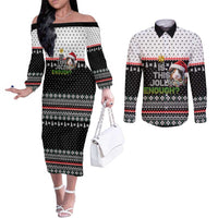 Christmas Is It Jolly Enough Guinea Pig Couples Matching Off The Shoulder Long Sleeve Dress and Long Sleeve Button Shirt Xmas Holiday Patterns - Wonder Print Shop