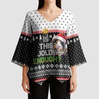 Christmas Is It Jolly Enough Guinea Pig Kimono Sleeve Blouse Xmas Holiday Patterns - Wonder Print Shop