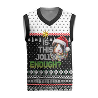 Christmas Is It Jolly Enough Guinea Pig Christmas Knitted V-Neck Vest Xmas Holiday Patterns - Wonder Print Shop