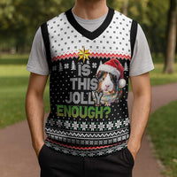 Christmas Is It Jolly Enough Guinea Pig Christmas Knitted V-Neck Vest Xmas Holiday Patterns - Wonder Print Shop