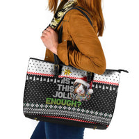 Christmas Is It Jolly Enough Guinea Pig Leather Tote Bag Xmas Holiday Patterns - Wonder Print Shop