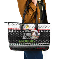 Christmas Is It Jolly Enough Guinea Pig Leather Tote Bag Xmas Holiday Patterns - Wonder Print Shop