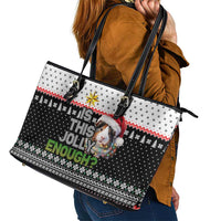 Christmas Is It Jolly Enough Guinea Pig Leather Tote Bag Xmas Holiday Patterns - Wonder Print Shop