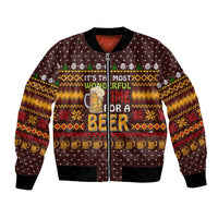 Christmas Its The Most Wonderful Time For A Beer Bomber Jacket Xmas Holiday Patterns - Wonder Print Shop