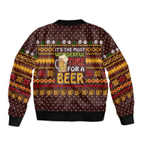 Christmas Its The Most Wonderful Time For A Beer Bomber Jacket Xmas Holiday Patterns - Wonder Print Shop