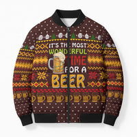 Christmas Its The Most Wonderful Time For A Beer Bomber Puffer Jacket Xmas Holiday Patterns - Wonder Print Shop