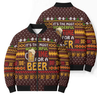 Christmas Its The Most Wonderful Time For A Beer Bomber Puffer Jacket Xmas Holiday Patterns - Wonder Print Shop
