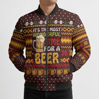 Christmas Its The Most Wonderful Time For A Beer Bomber Puffer Jacket Xmas Holiday Patterns - Wonder Print Shop