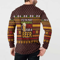 Christmas Its The Most Wonderful Time For A Beer Button Sweatshirt Xmas Holiday Patterns - Wonder Print Shop